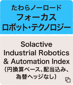 たわらノーロード フォーカス ロボット・テクノロジー Solactive Industrial Robotics ＆ Automation Index（円換算ベース、配当込み、為替ヘッジなし）
